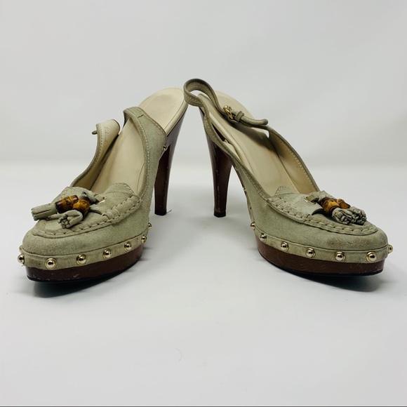 Authentic Gucci Suede Slingback Platform Heels - Picture 2 of 7